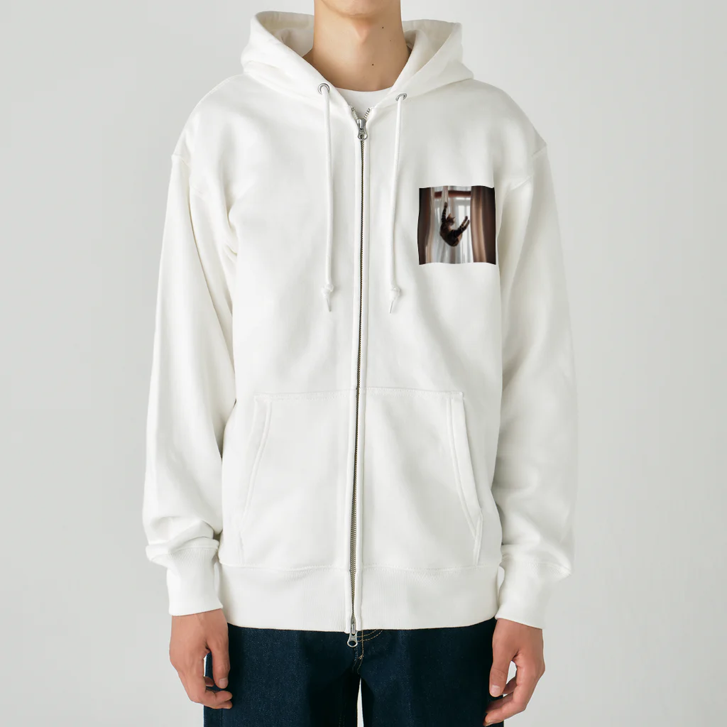 takeoutのカーテンにつかまっているネコ Heavyweight Zip Hoodie