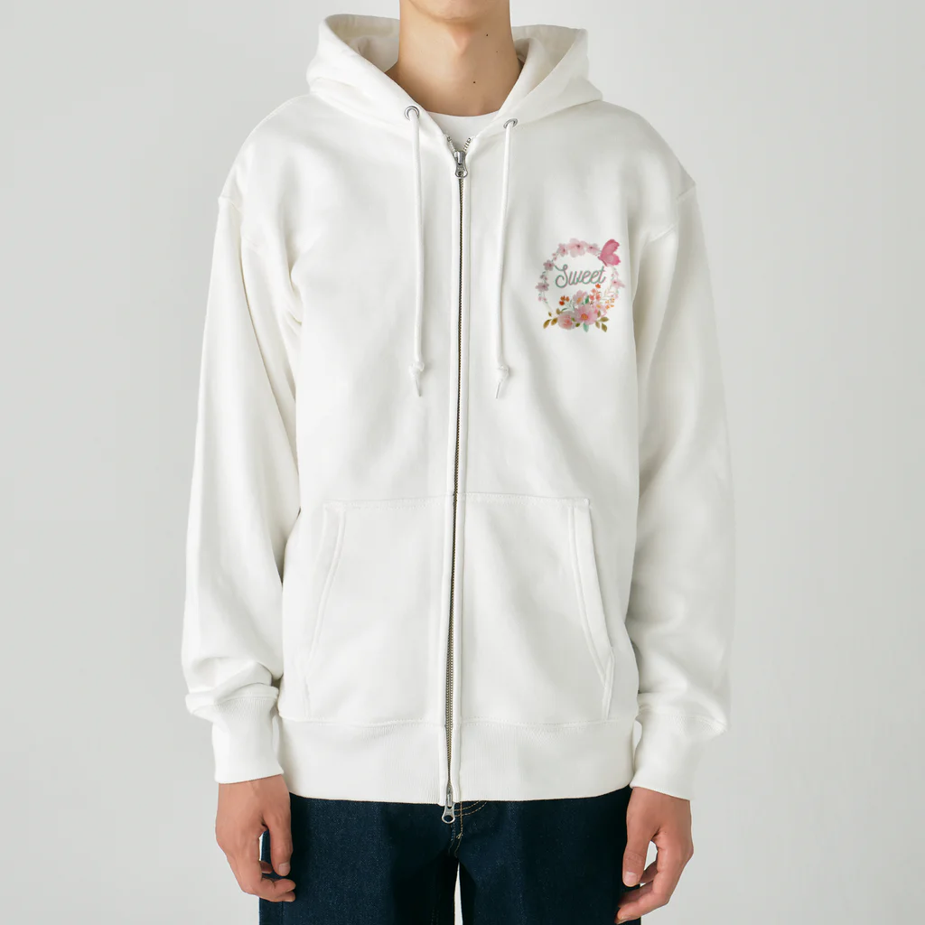 Japan  KAWAIIのフローラルリース Heavyweight Zip Hoodie
