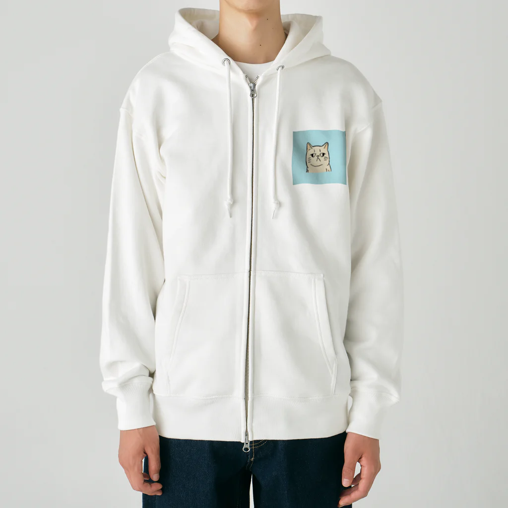 日常のふてくされたネコくん(水色) Heavyweight Zip Hoodie