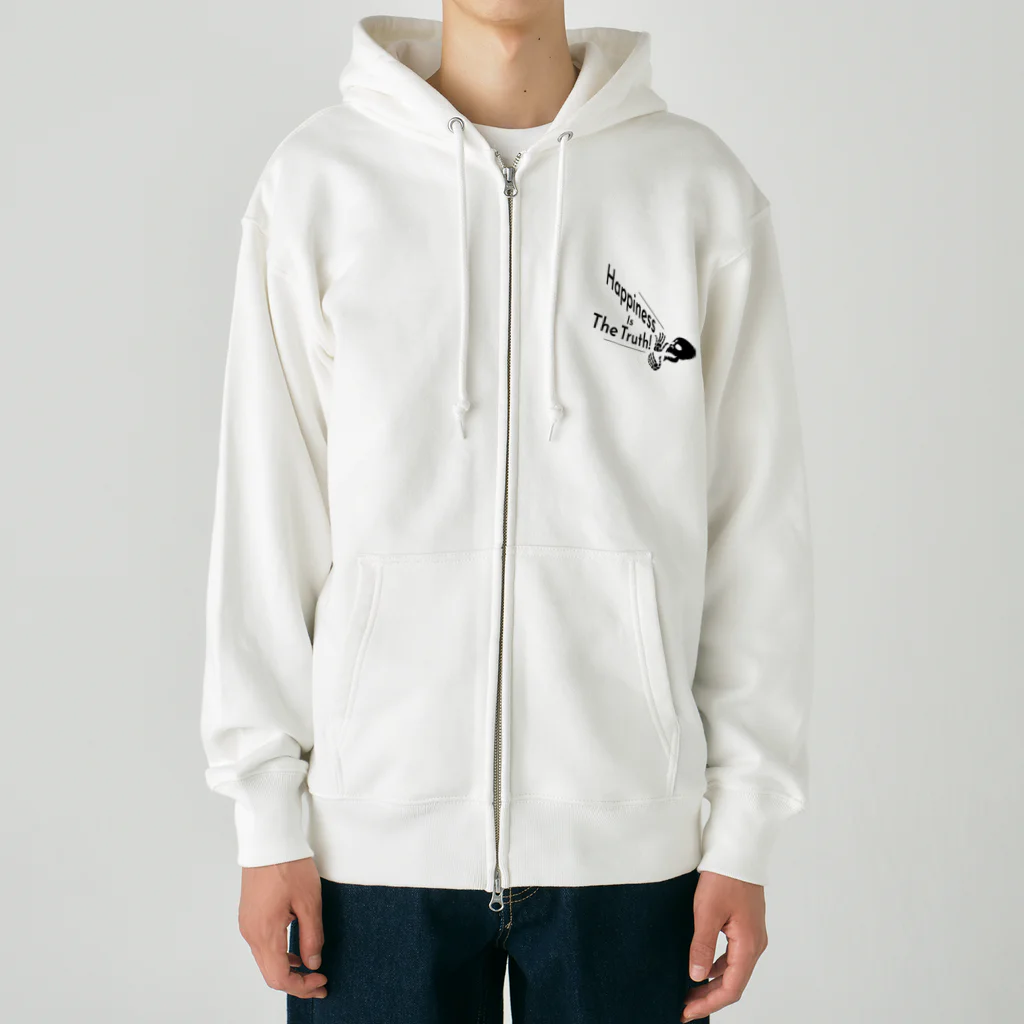 『Nothing Is Real』-- IN SUZURIのHappiness Is The Truth!（黒） Heavyweight Zip Hoodie
