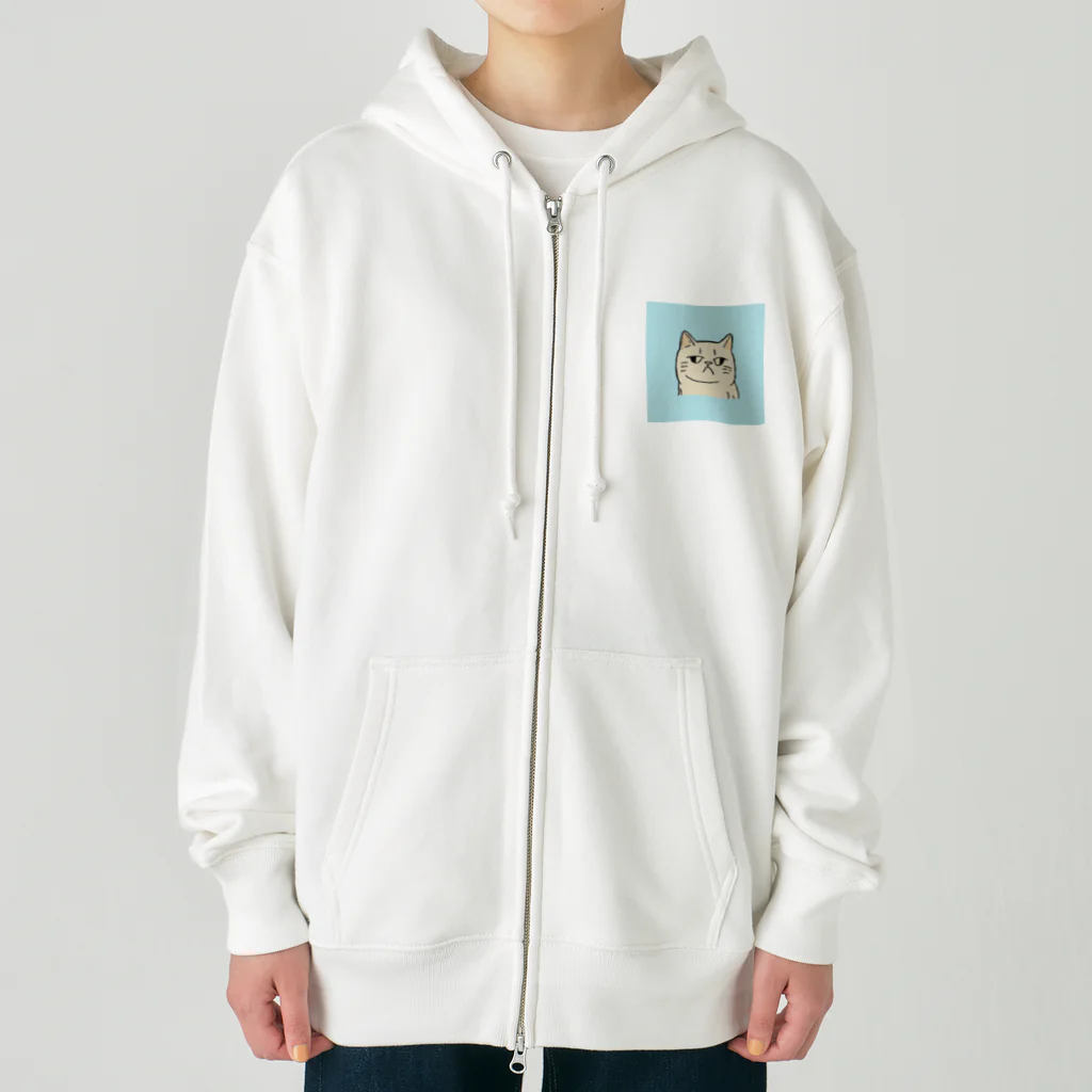 日常のふてくされたネコくん(水色) Heavyweight Zip Hoodie