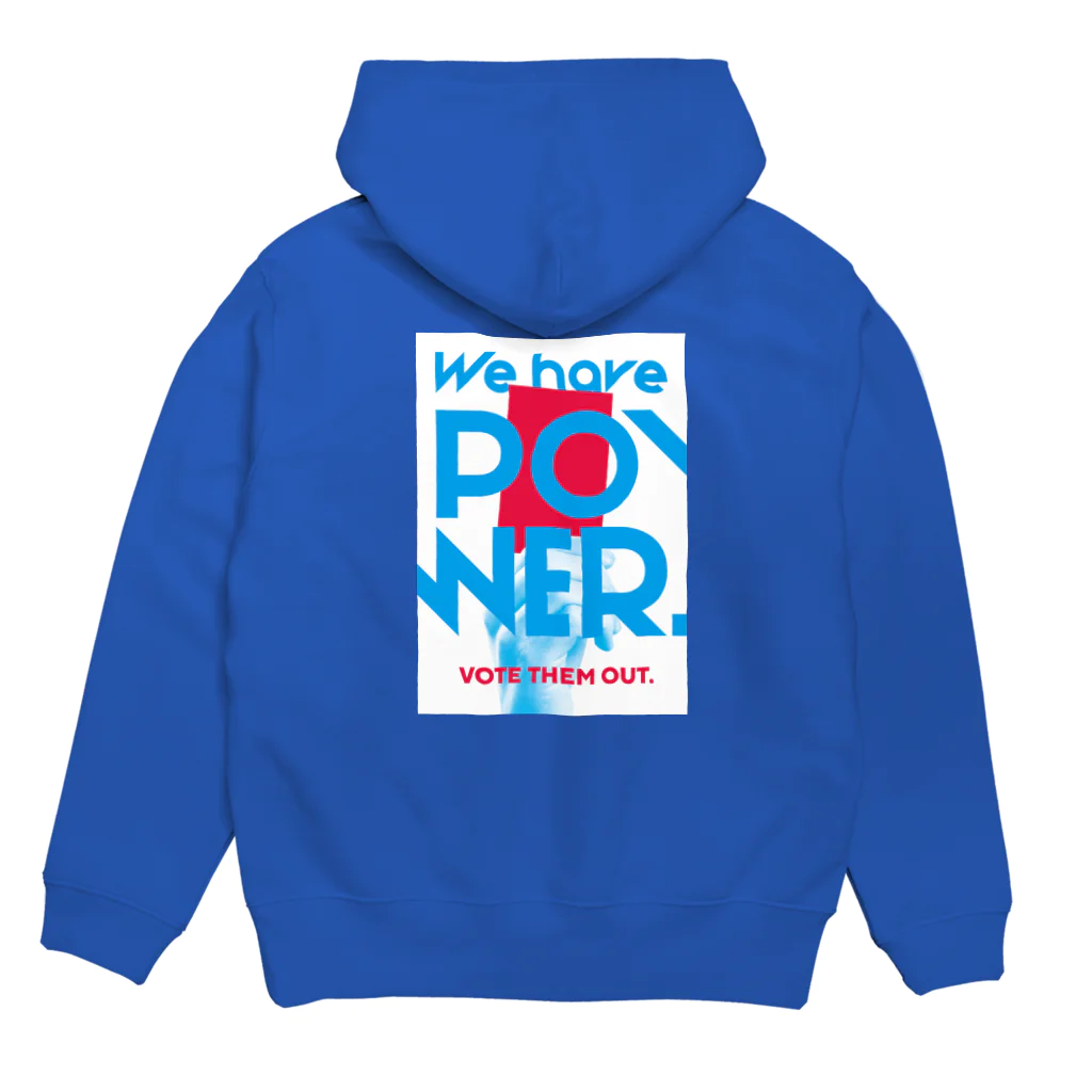 NoMoreWarの投票｜VOTE THEM OUT［WHITE✕BLUE］ 選挙でやつらを追い出そう。 Hoodie:back