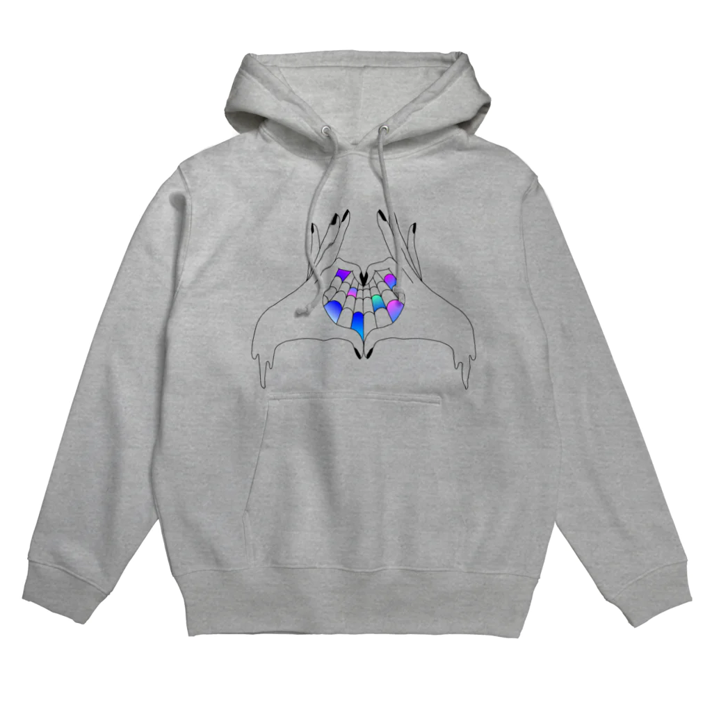 緑茶　のハート　手　くもの巣 Hoodie