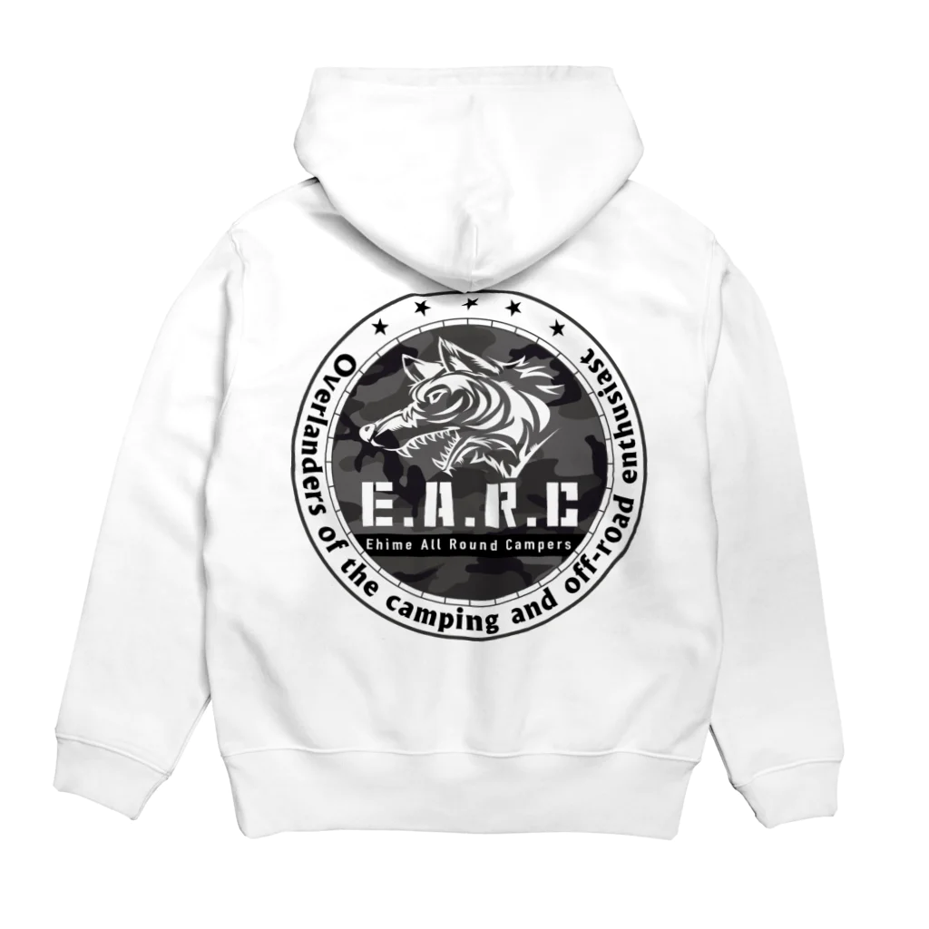 愛媛県の四駆とキャンプを愛する会のEARC(迷彩柄) Hoodie:back