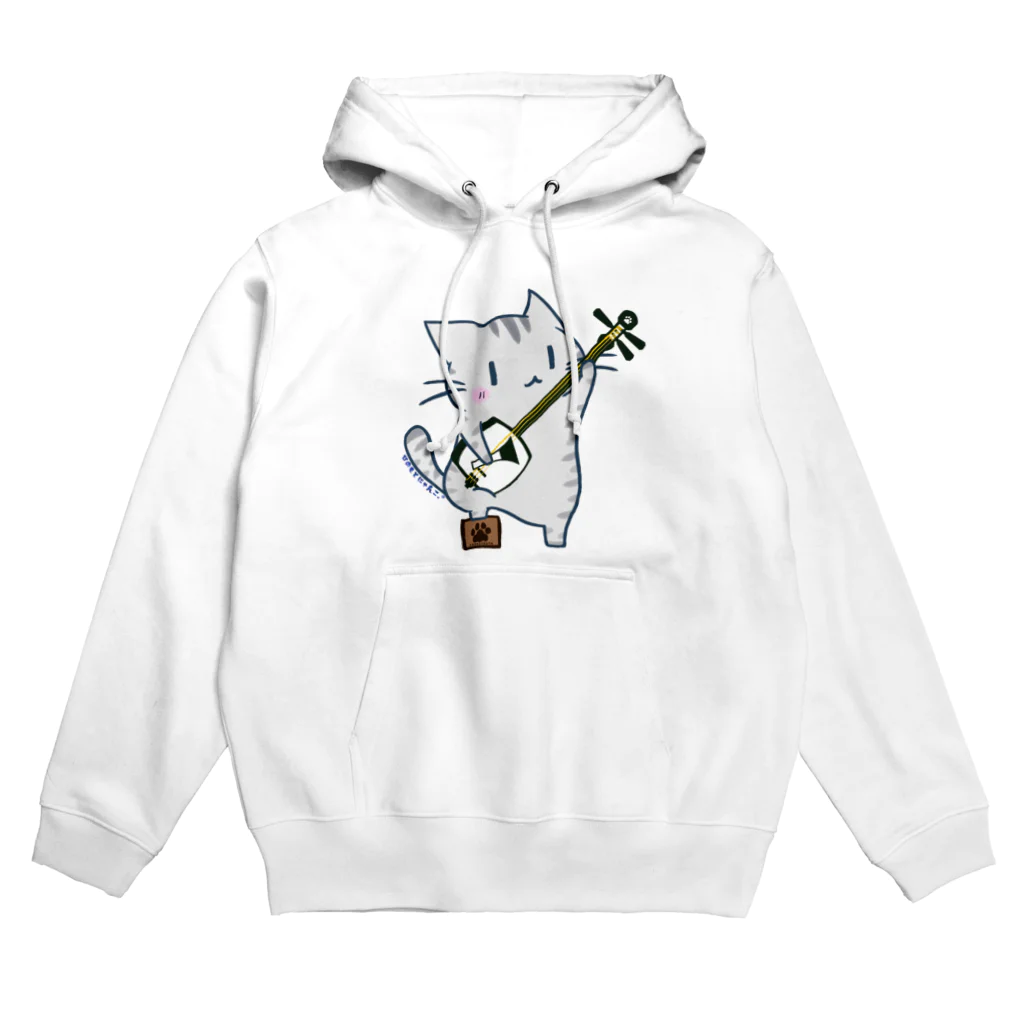 絵娯クリエイトのひのもとにゃんこ® 津軽三味線にゃんこ Hoodie