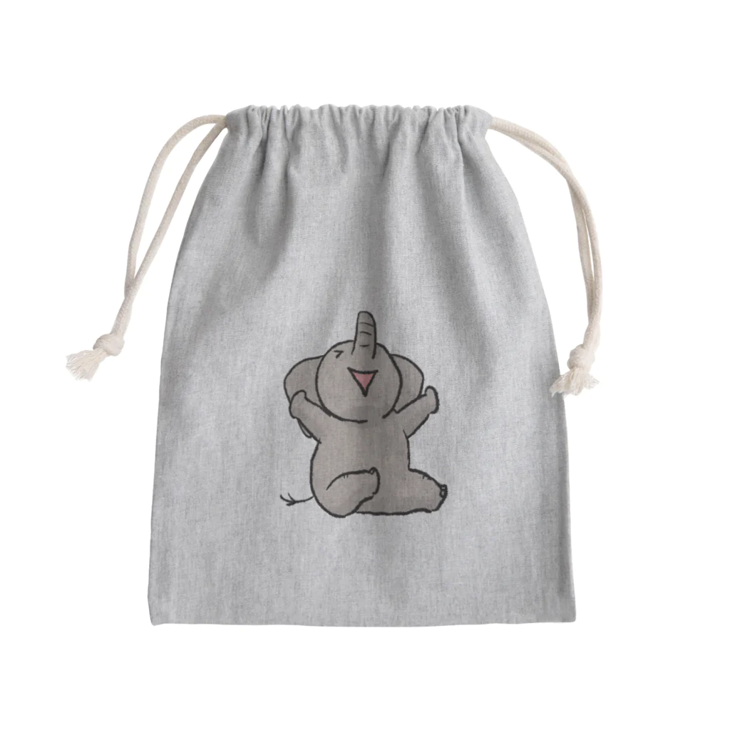 ぱをみせのハッピーなゾウさん Mini Drawstring Bag