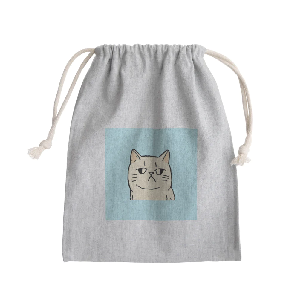 日常のふてくされたネコくん(水色) Mini Drawstring Bag