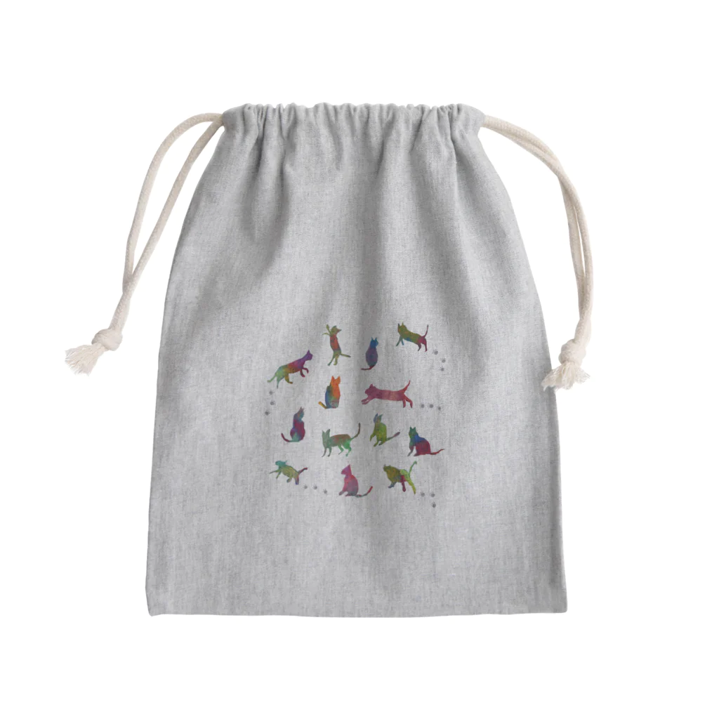 なおこストアの虹色ねこ＊リリー Mini Drawstring Bag