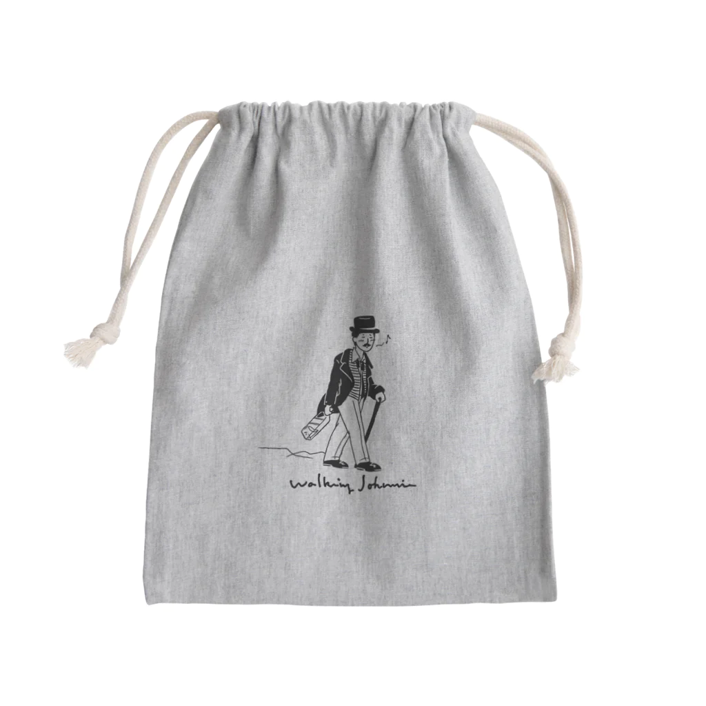 Andiamoの歩くジョニー（黒） Mini Drawstring Bag