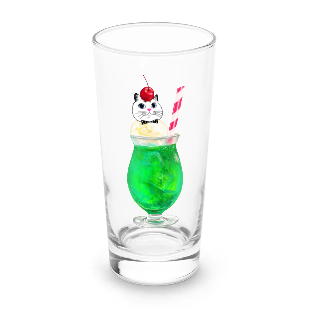 Lovecatfashionのモチ猫ちゃんクリームソーダ Long Sized Water Glass :front