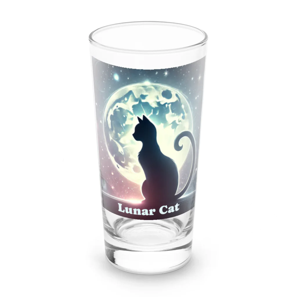 MystiCatの幻想的な猫のシルエット Long Sized Water Glass :front