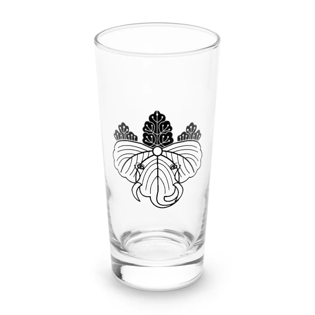 『Nothing Is Real』-- IN SUZURIの動物家紋。H.T.（桐とゾウ）黒 Long Sized Water Glass :front