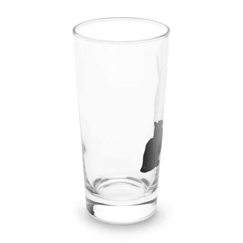 小鳥と映画館の何かを見つめる黒猫たち Long Sized Water Glass :left