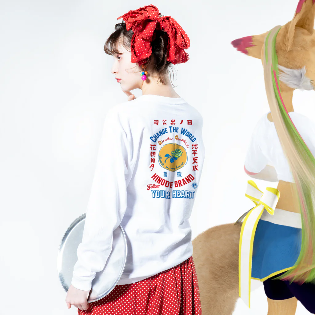 HINODE GRAPHICSのTOKYO「Omiyage」薔薇印 Long Sleeve T-Shirt :model wear (back, sleeve)