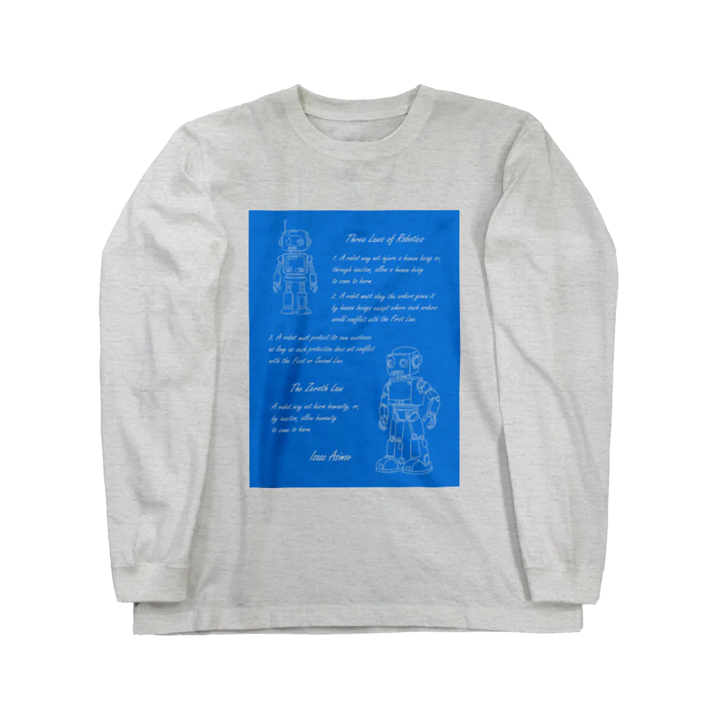 mirinconixのアシモフのロボット3原則とロボットの落書き  セルリアンブルー Long Sleeve T-Shirt