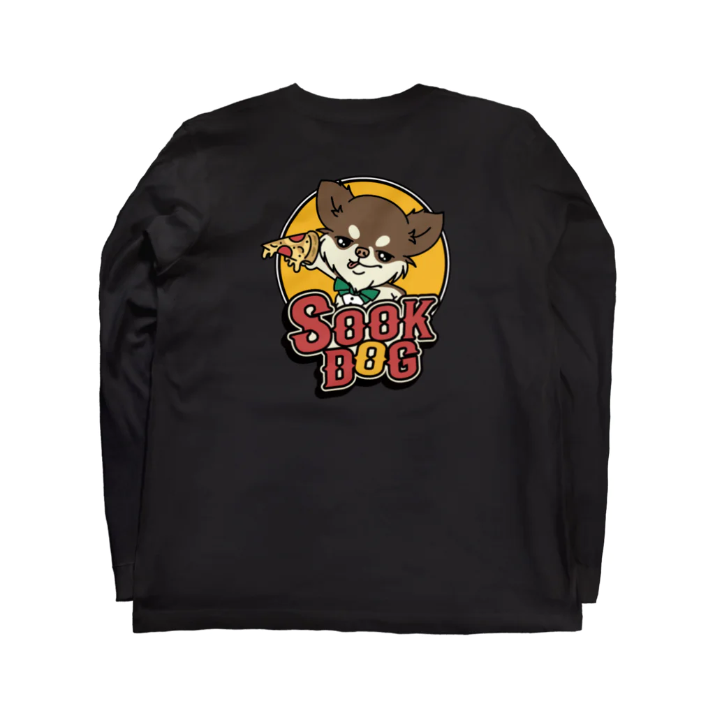 sook dogのSook dog ジュピ太ビックシルエットロンT/バックプリント🐶🕊️(ブラック) Long Sleeve T-Shirt :back