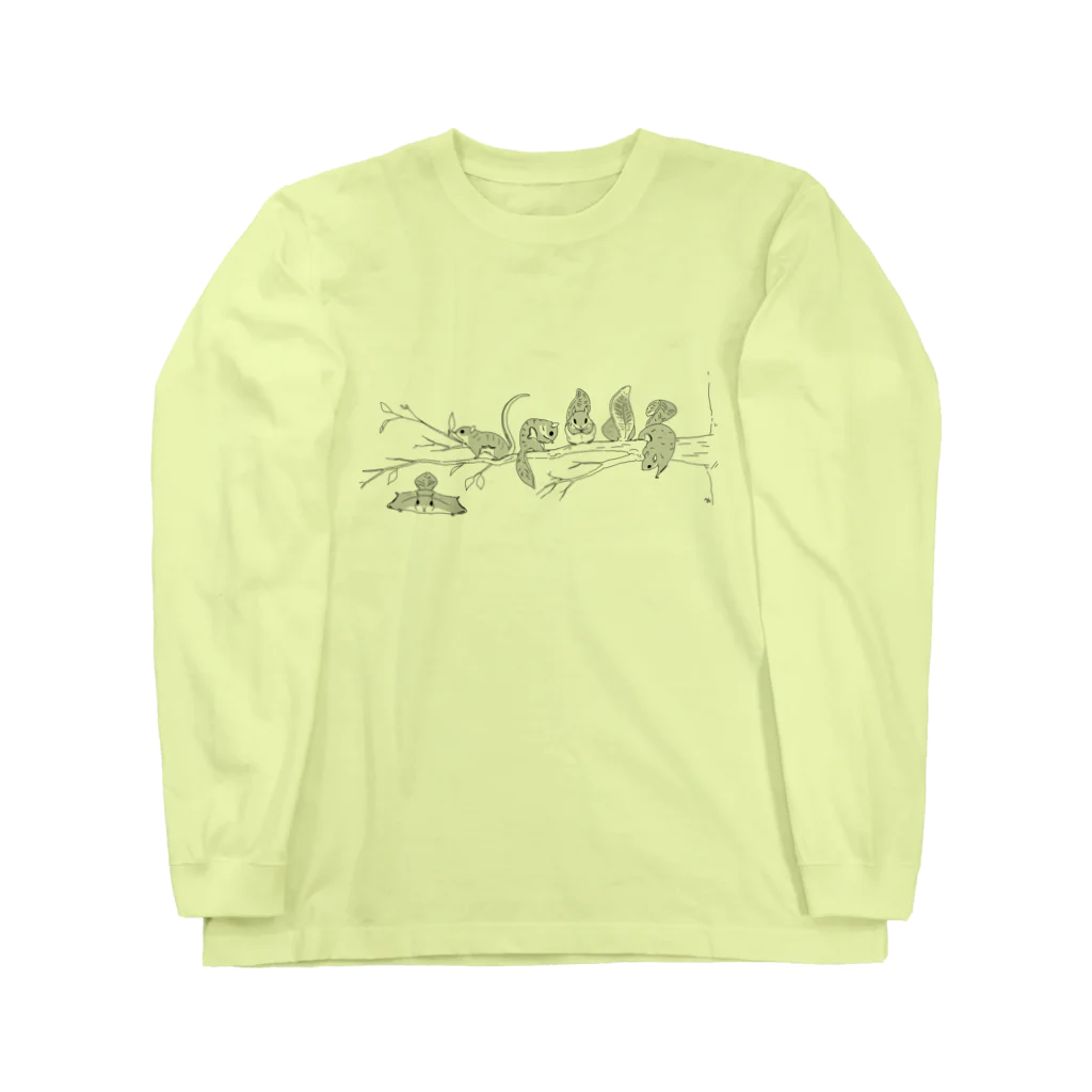 ねずりすSHOPのモモンガの枝 Long Sleeve T-Shirt