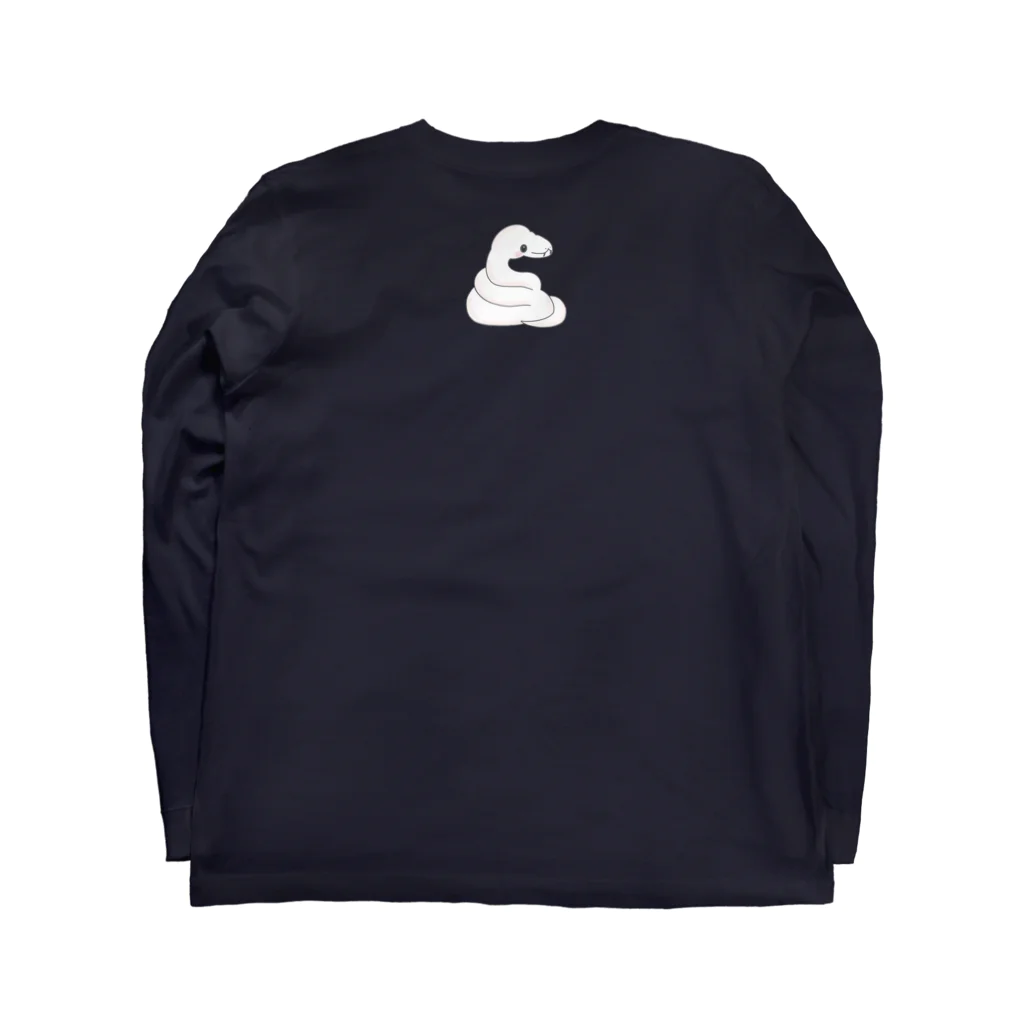 hiro_oki_sanpo(白蛇カリンちゃん）の白蛇こっちゃんの蛇文字【巳】 Long Sleeve T-Shirt :back