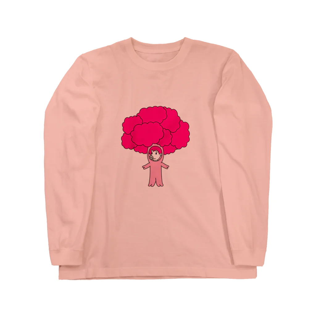 豚人イラストのパンダ武島の豚菜類！ロース・ピンク・ピッグカリフラワー！！ Long Sleeve T-Shirt