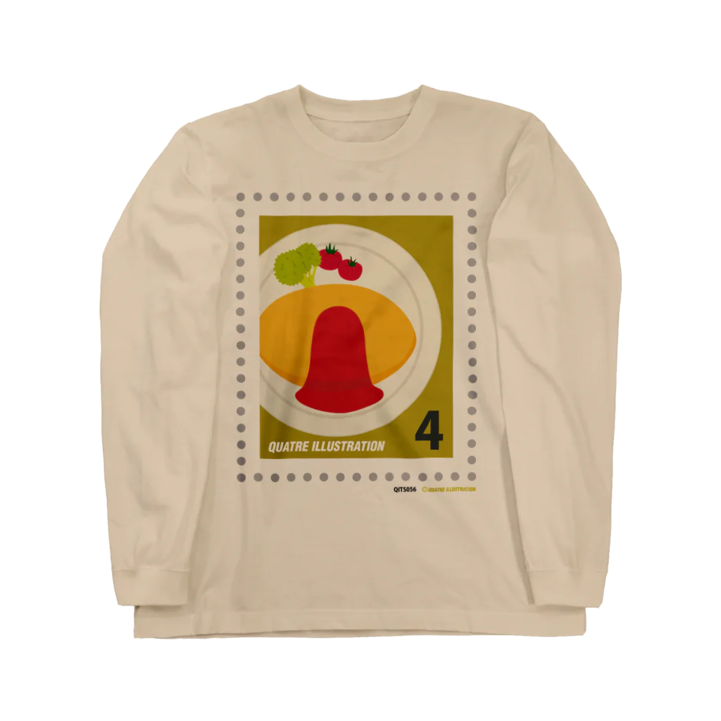 Quatre Illustrationのキャトル切手_オムライス Long Sleeve T-Shirt
