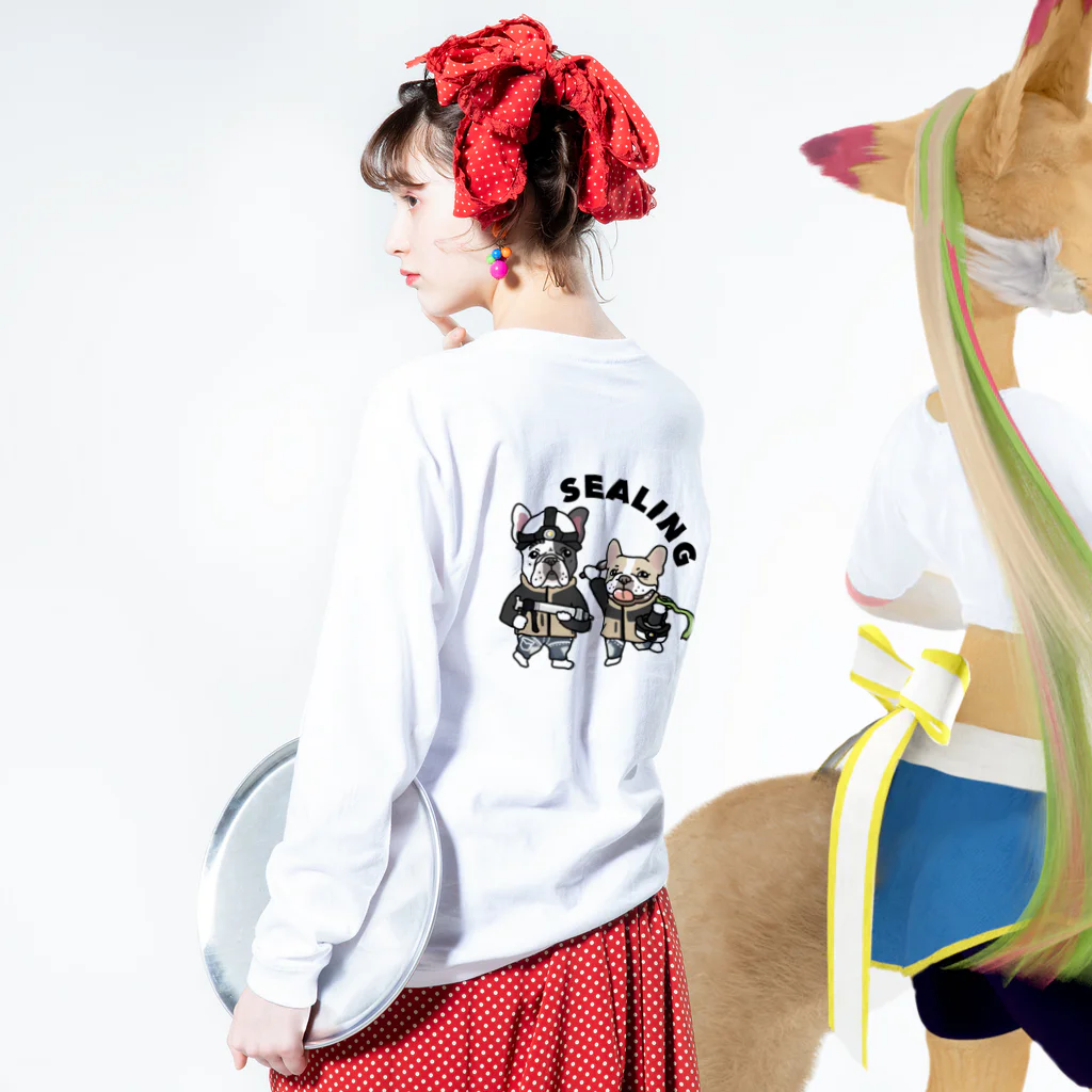 BULL HAWAII mihoデザイのフレブル　との　ひめ Long Sleeve T-Shirt :model wear (back, sleeve)