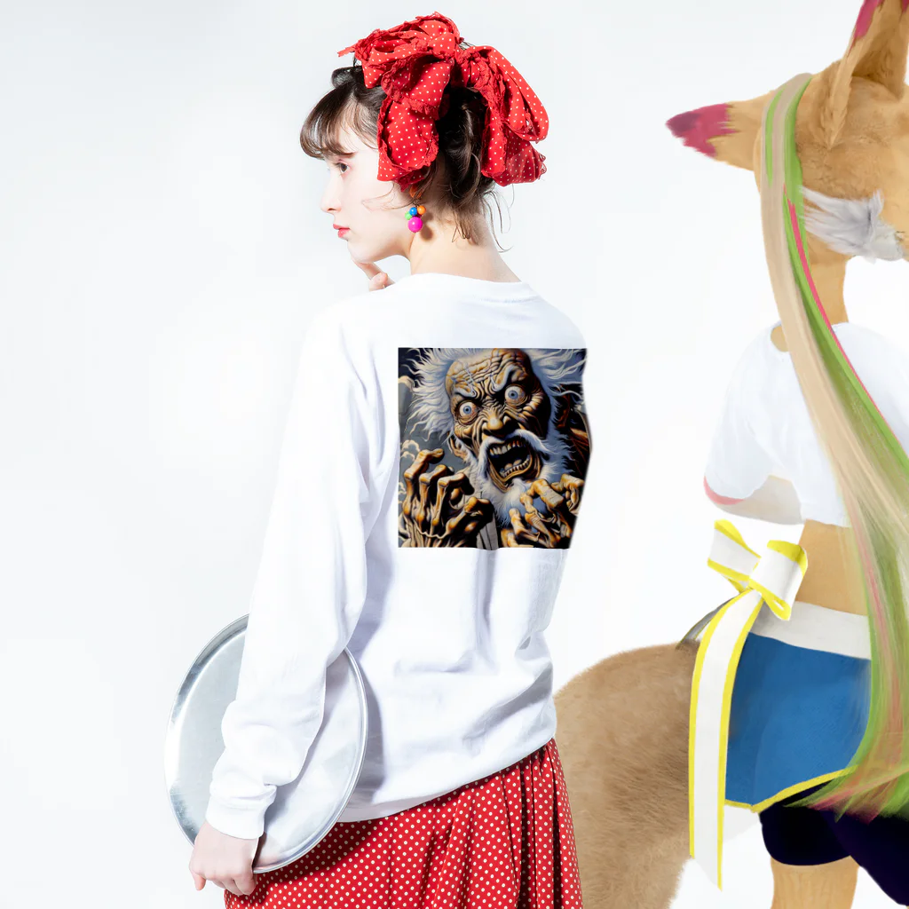 伏鬼洋服店の老人の二面性 Long Sleeve T-Shirt :model wear (back, sleeve)