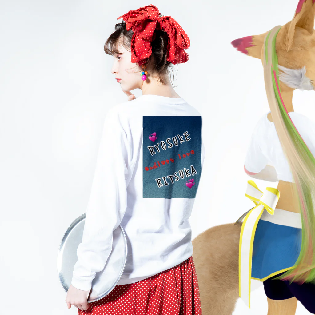 ritsuka-pugsの良介❤️立香 Long Sleeve T-Shirt :model wear (back, sleeve)