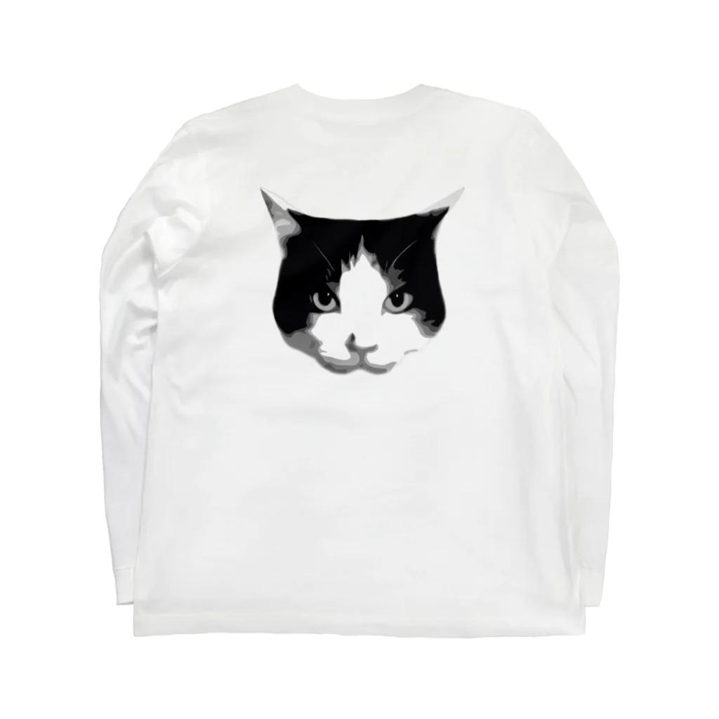 ハチワレちゃんのハチワレ猫　モノクロ02 Long Sleeve T-Shirt :back