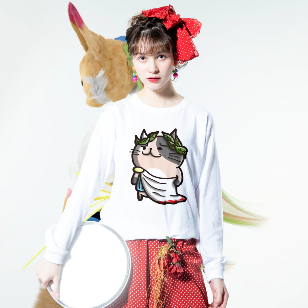 ひよこ男爵とまだむにゃんのにゃえさる (まだむにゃん) Long Sleeve T-Shirt :model wear (front)