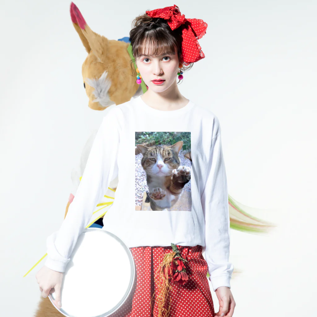 コンドリア水戸のボスネコT Long Sleeve T-Shirt :model wear (front)