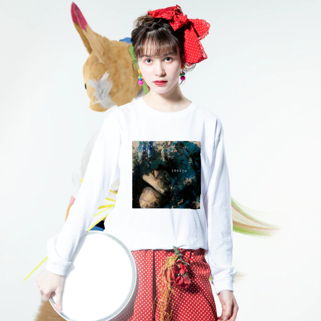 渦-UZU-Goods Shopのindigo Long Sleeve T-Shirt :model wear (front)