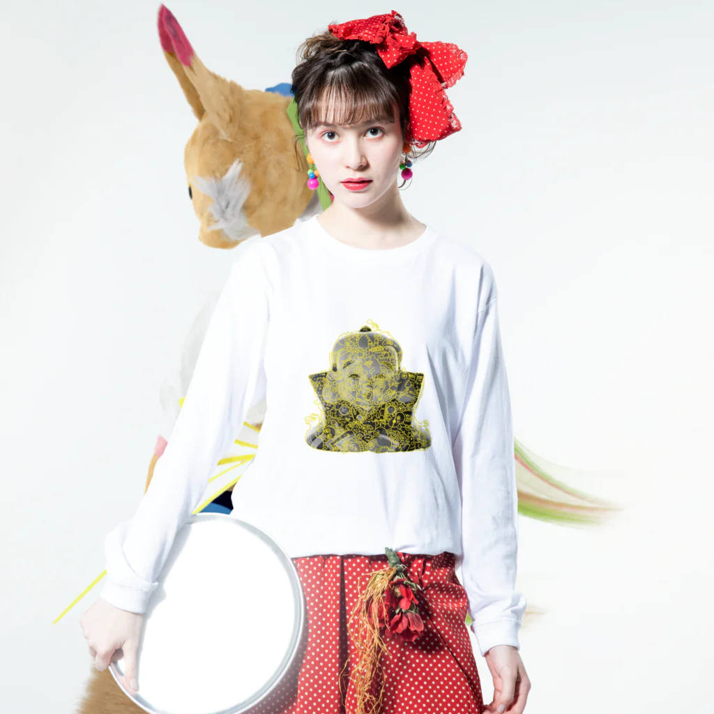 GAMOBOYのおみせの〈福助〉ネオン魑魅魍魎 Long Sleeve T-Shirt :model wear (front)