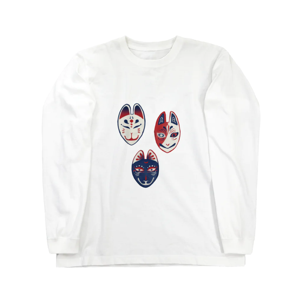 IZANAMI by Akane Yabushitaの【日本レトロ#22】狐面 Long Sleeve T-Shirt