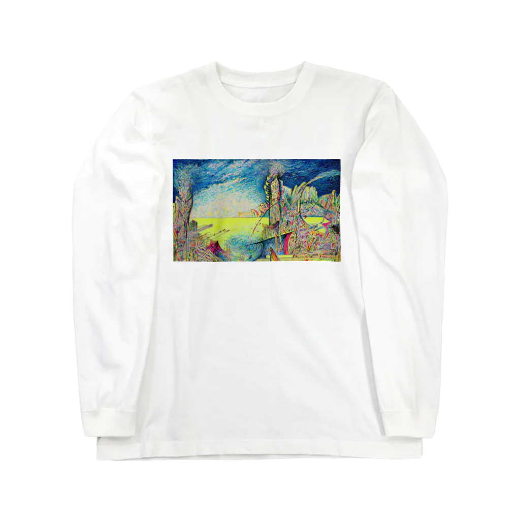 YOSHI-HEY ARTの碧い色の空とイエロー Long Sleeve T-Shirt