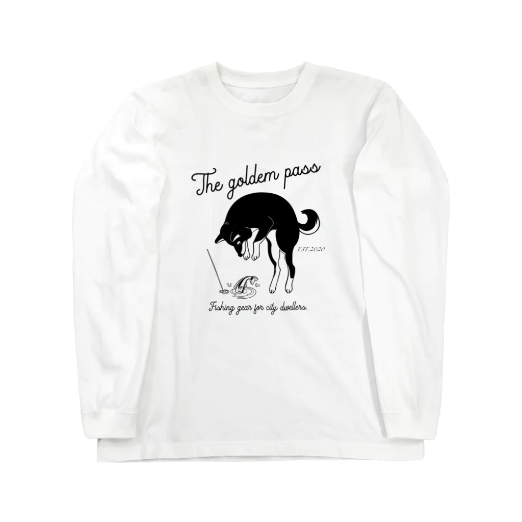The golden pass.の釣り黒柴犬 Long Sleeve T-Shirt