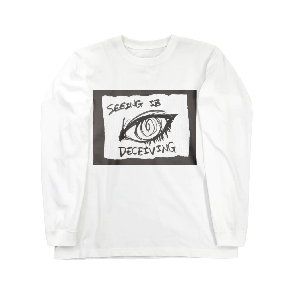 LUNARHOLIC STOREの偽諺～参～「百聞は一見に如く」(黒縁) Long Sleeve T-Shirt