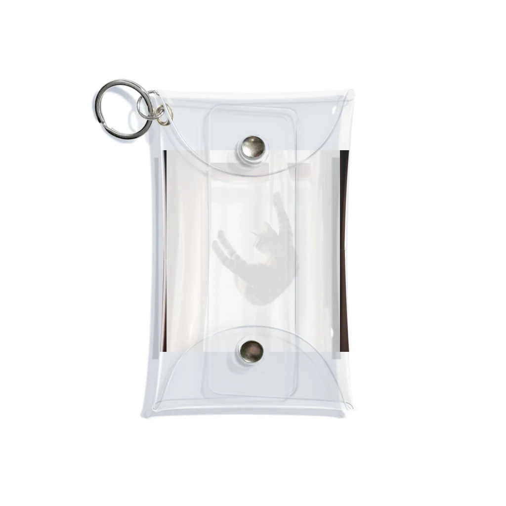 takeoutのカーテンにつかまっているネコ Mini Clear Multipurpose Case