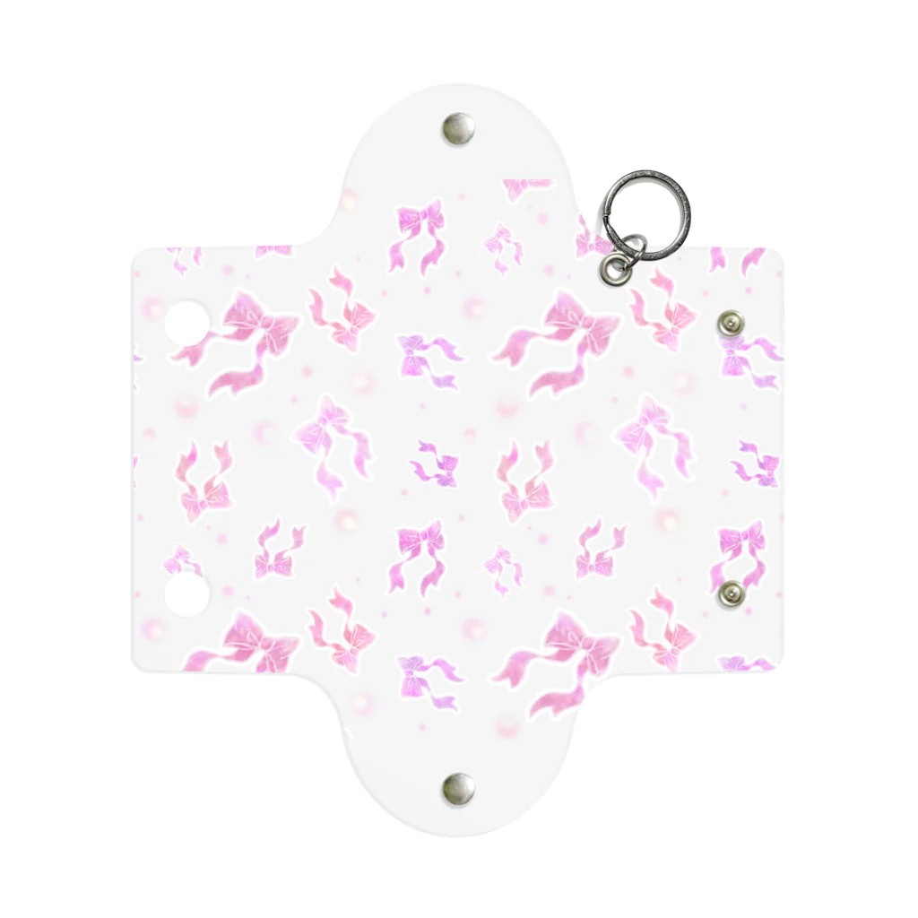このんののふんわりピンクリボン白ベース Mini Clear Multipurpose Case