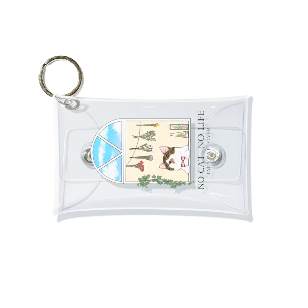 CLOSHの空を見上げる猫【ボタニカル】 Mini Clear Multipurpose Case