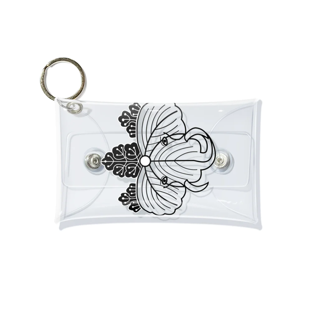 『Nothing Is Real』-- IN SUZURIの動物家紋。H.T.（桐とゾウ）黒 Mini Clear Multipurpose Case