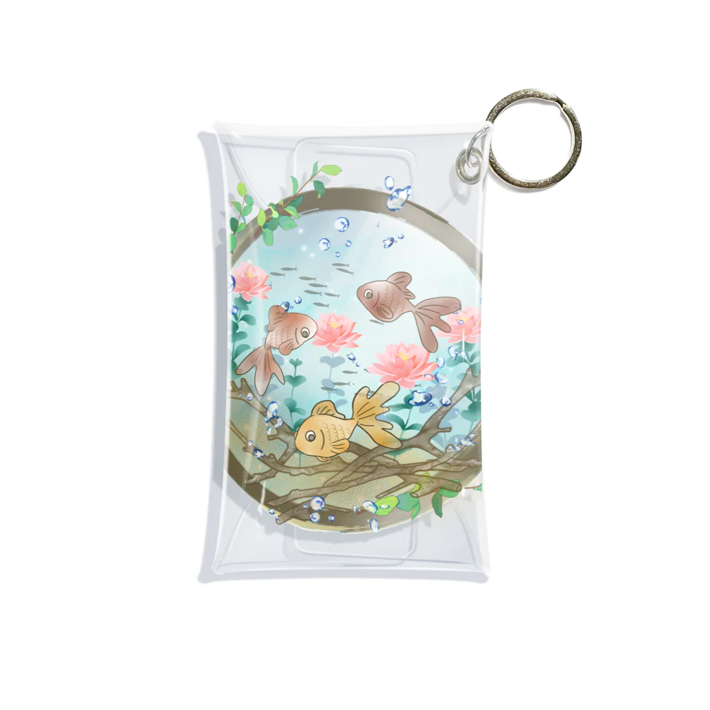 甘栗堂の金魚鉢　赤花 Mini Clear Multipurpose Case