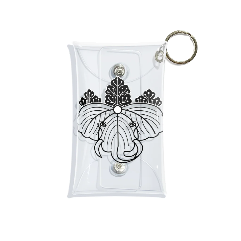 『Nothing Is Real』-- IN SUZURIの動物家紋。H.T.（桐とゾウ）黒 Mini Clear Multipurpose Case