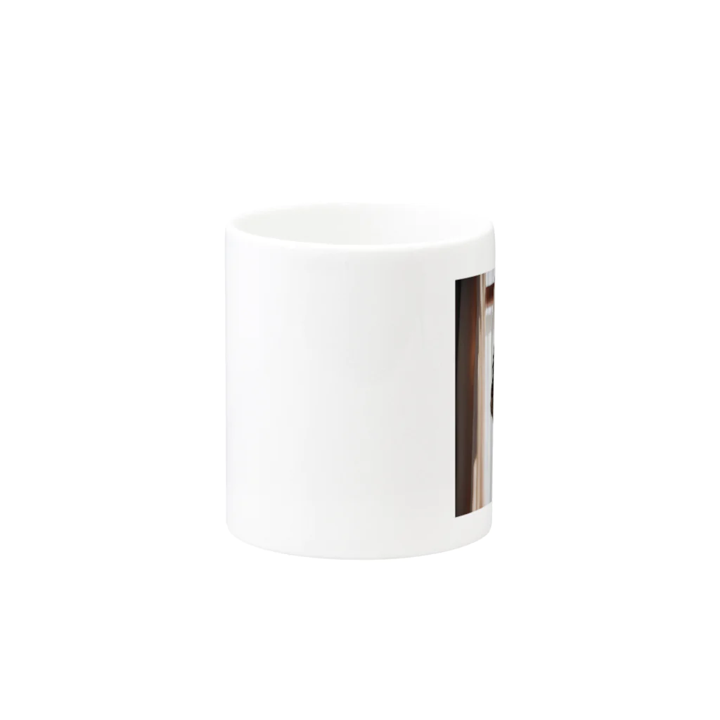 takeoutのカーテンにつかまっているネコ Mug :other side of the handle