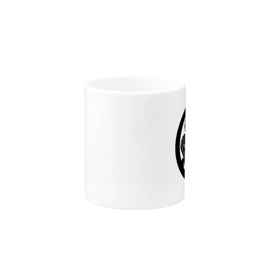 『Nothing Is Real』-- IN SUZURIの動物家紋。H.T.（三つ葉葵ハシビロコウ）黒 Mug :other side of the handle
