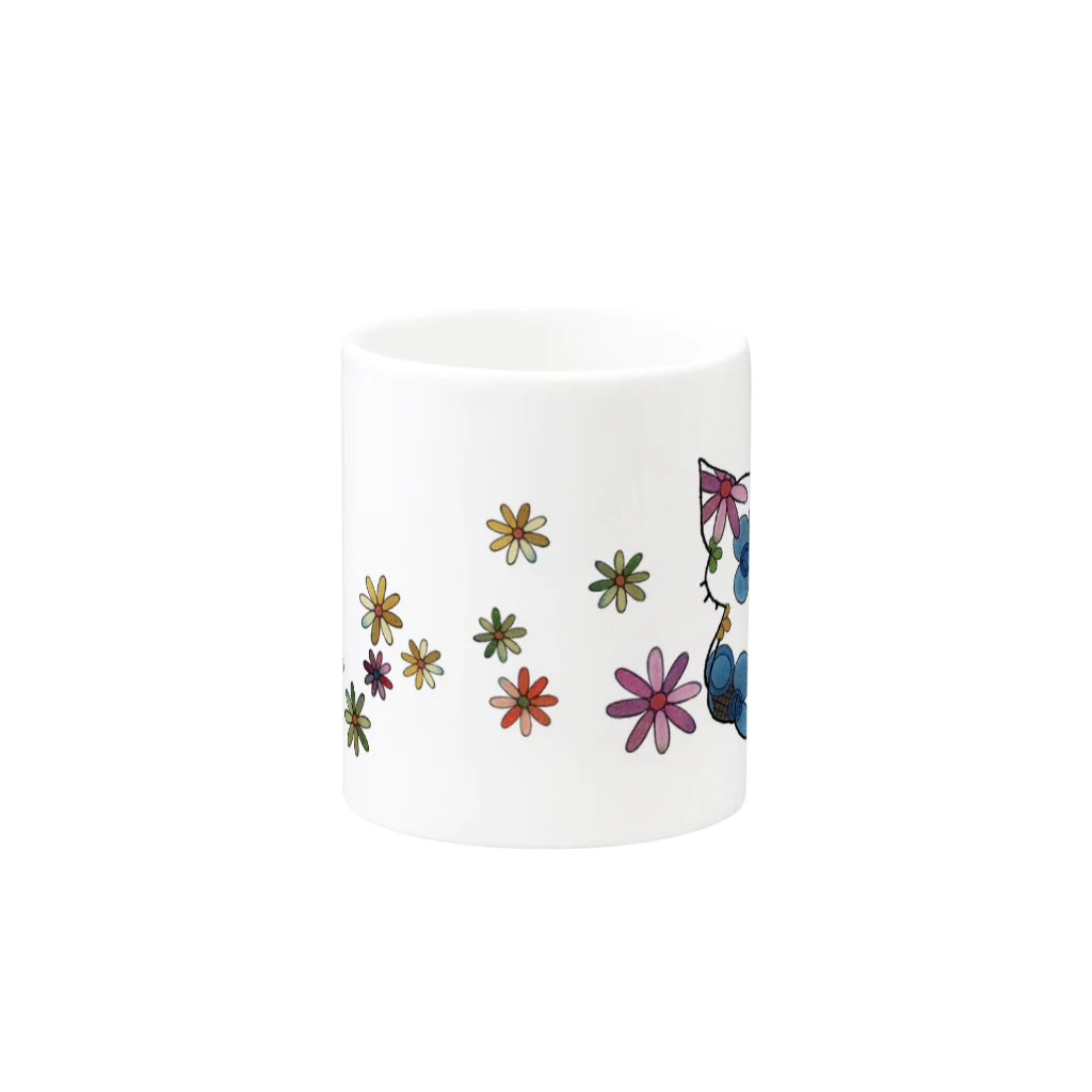 CLOVER-SHOKOのネコ＊なかよし♪　花カラフル Mug :other side of the handle