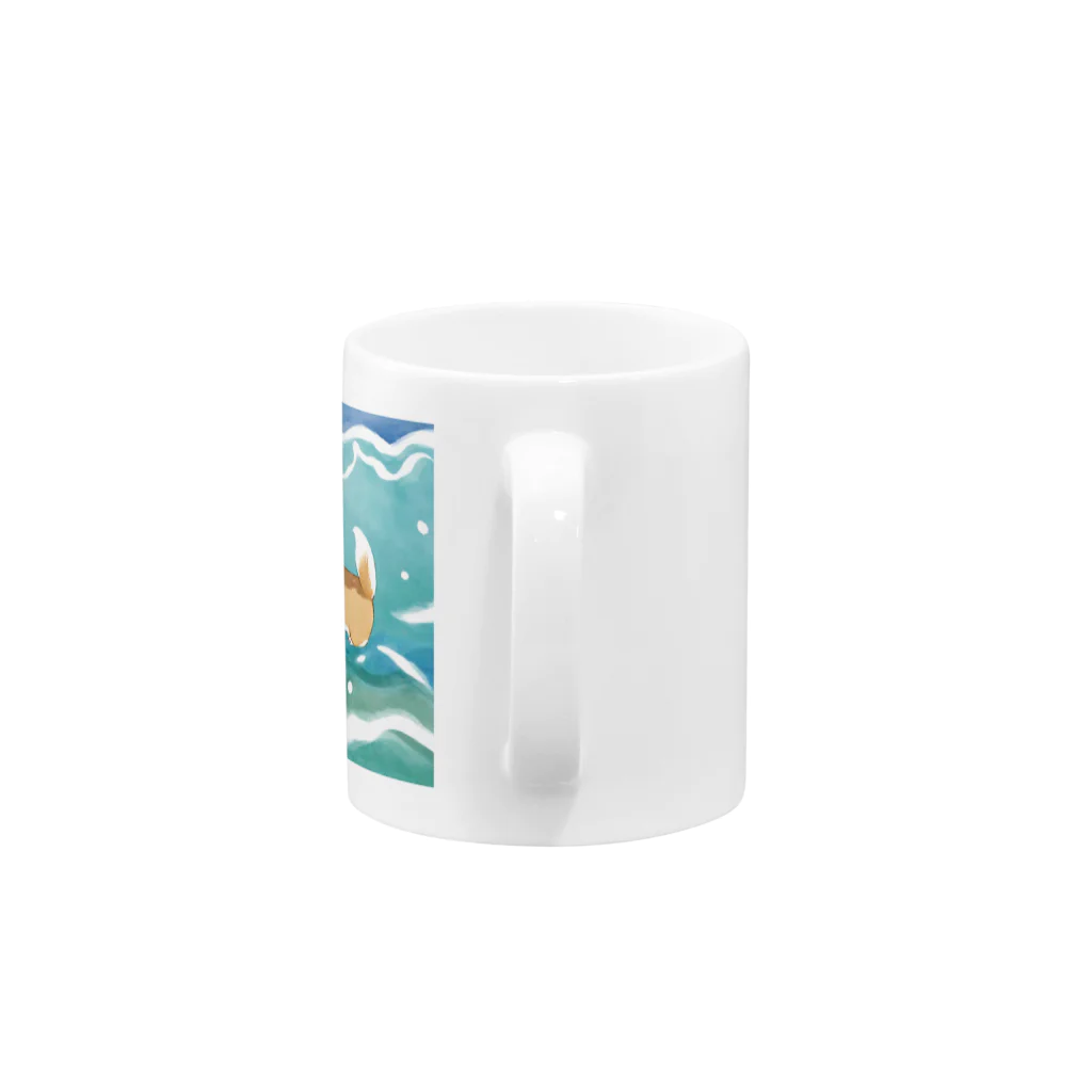 コーギーライフの海を泳ぐコーギー Mug :handle