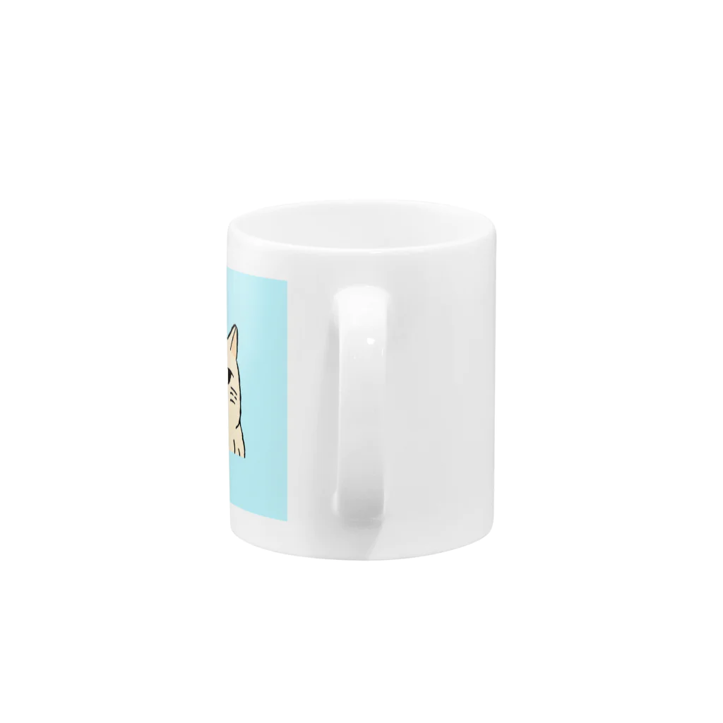日常のふてくされたネコくん(水色) Mug :handle