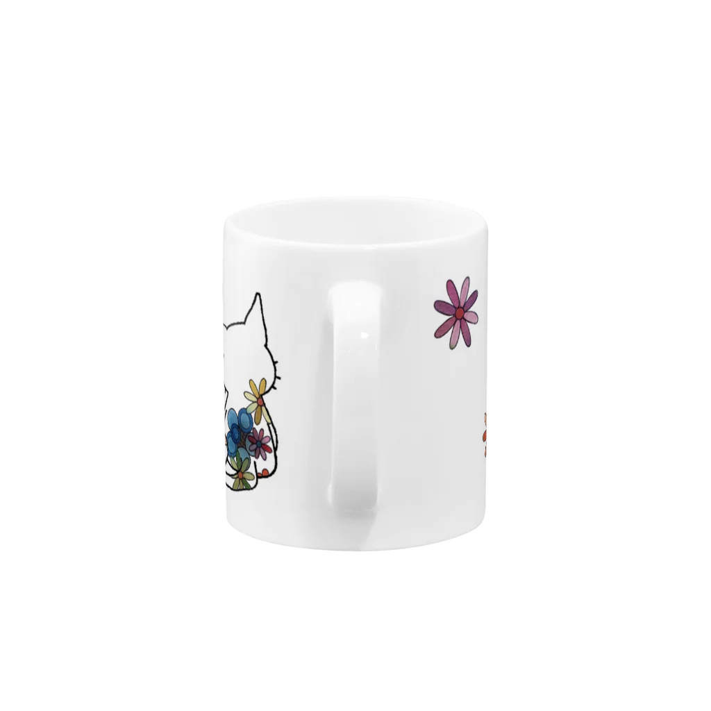 CLOVER-SHOKOのネコ＊なかよし♪　花カラフル Mug :handle