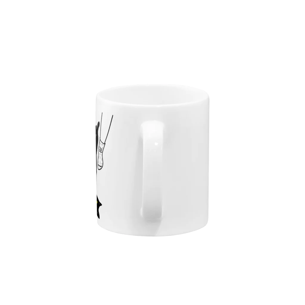 小鳥と映画館のキャット トラップ 靴下に猫柄入りバージョン Mug :handle