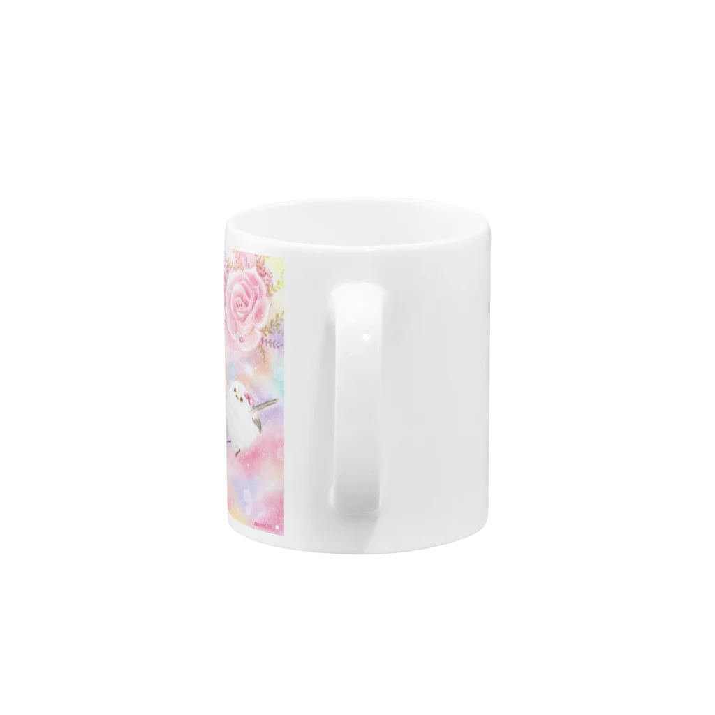 る〜ぷのシマエナガさんと薔薇 Mug :handle